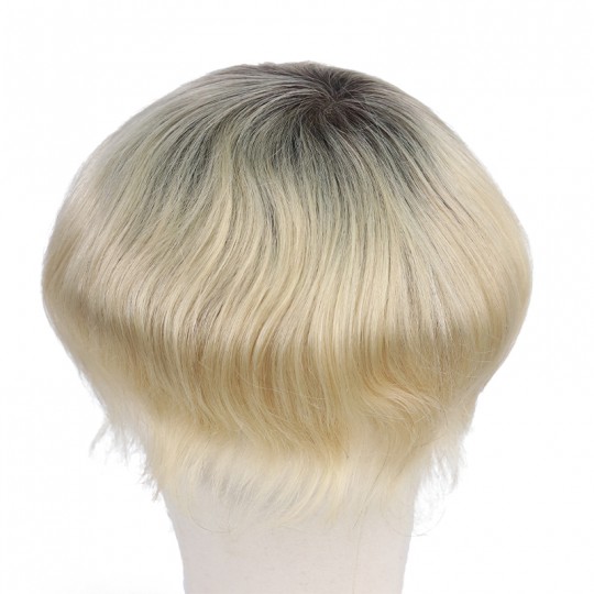 Travis Dark Rooted Platinum Blonde Hair System 0 04 0 06mm C Through